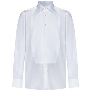 Tom Ford White Cotton Tuxedo Shirt With Piqué Plastron - NWT